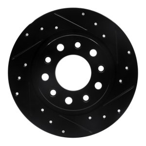 Dodge Dart Brake Rotor (1) - Rear Right - R1 Concepts - Drilled & Slotted - Black - `13-`16